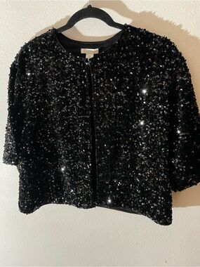 H&M Black Sequin Cropped Shrug